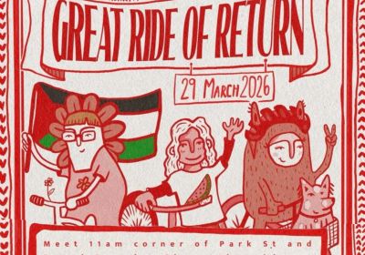 Artwork and graphic for event Great Ride of Return – Naarm, 11am 29/03/2026 Royal Parade & Park St, Brunswick VIC 3056