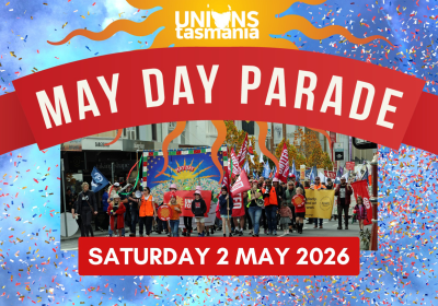 Picture of May Day Parade with information