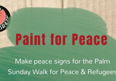 Artwork and graphic for event Pain For Peace – Make signs for Palm Sunday, 5pm 28/03/2026 Riverway Amphitheatre, 20 Village Blvd, Thuringowa Central QLD 4817