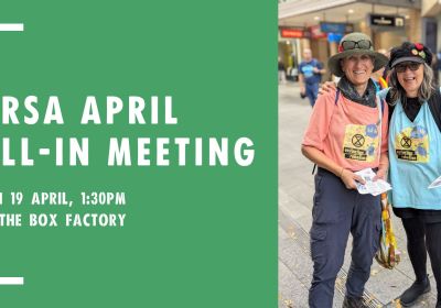 Artwork and graphic for event XRSA April All-In Meeting, 1:30pm-4:30pm 19/04/2026 Box Factory, 59 Regent St S, Adelaide SA 5000