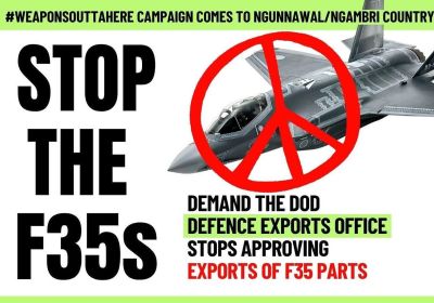 Artwork and graphic for event Stop The F35s, 8am 01/04/2026 Kings Ave & Parkes Way - Carpark, Kings Ave & Parkes Way, Russell ACT 2600