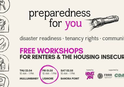 Artwork and graphic for event Preparedness For You – Lismore, 10am-1pm 01/05/2026, Lismore City Bowling Club 163 Molesworth St, Lismore NSW 2480