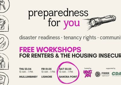 Artwork and graphic for event Preparedness For You – Tweed, 10am-1pm 02/05/2026, Banora Point Community Centre, Rosewood Room Cnr Leisure Dr, Woodlands Dr, Banora Point NSW 2486