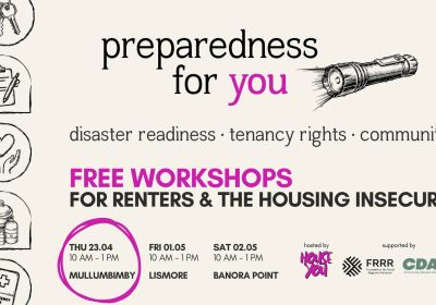 Artwork and graphic for event Preparedness For You – Mullumbimby, 10am-1pm 23/04/2026, Byron Community College RTO: 90013 6-8 Burringbar St, Mullumbimby NSW 2482