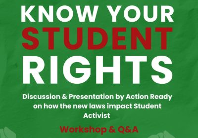Artwork and graphic for event Know Your Student Rights, 5:30pm 07/04/2026 UQ Geoffrey Rush Drama Studio, Campbell Place, Brisbane City QLD 4067