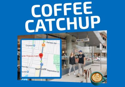 Artwork and graphic for event Rising Tide Victoria coffee catchup, 10:30am 26/04/2026 Bicycle Thieves Cafe, 449 High St, Northcote VIC 3070
