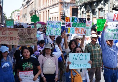 Cablebus protest Puebla Mexico
