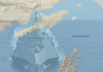 Warship and Strait of Hormuz
