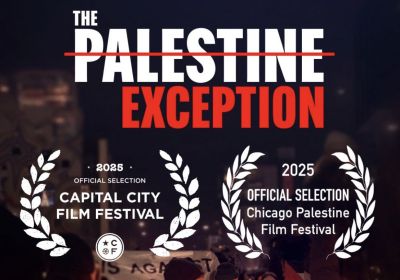 Image advertising the documentary 'The Palestine Exception'.