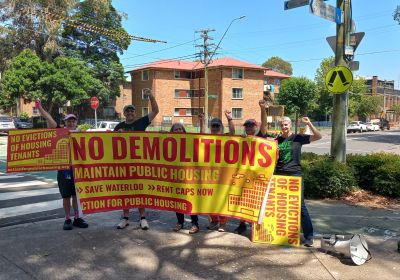 housing activists campaigning against the demolition of public homes at waterloo