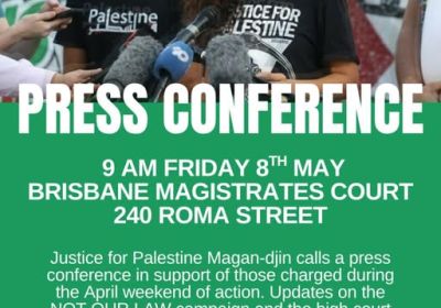 Justice for Palestine media conference: Not Our Law