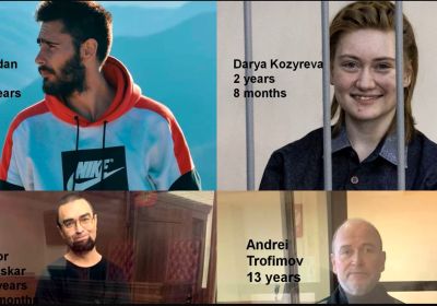 Pictures of four political prisoners in Russia