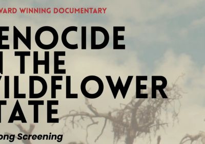 Artwork and graphic for documentary Genocide in the Wildflower State