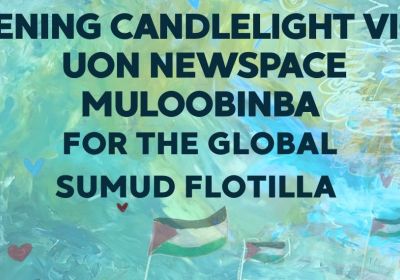 Artwork and graphic for event Evening Candlelight Vigil for the Global Sumud Flotilla, 5:30pm, Hunter St & Auckland St Newcastle NSW 2300