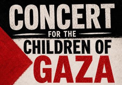 Artwork and graphic for event Concert for the Children of Gaza, 2pm-5pm 27/06/2026 Thirroul Railway Institute Hall 14 Railway Parade, Thirroul NSW 2515