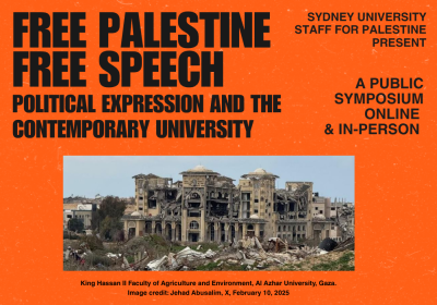 Artwork for event Free Palestine, Free Speech: Political Expression and the Contemporary University, 9am-6:30pm 04/06/2026 University of Sydney, Parramatta Rd, Camperdown NSW 2050