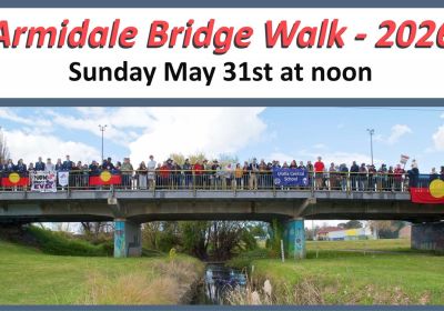 Artwork and graphic for event Armidale Reconciliation Bridge Walk 2026, 12pm 31/05/2026 Picnic area near the Armidale Visitor Information Centre, 82 Marsh St, Armidale NSW 2350