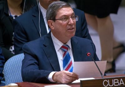Man speaking at the UN Security Council meeting