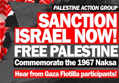 Artwork for event Sanction Israel Now! Free Palestine! 1pm 07/06/2026 Hyde Park North, Elizabeth St, Sydney NSW 2000