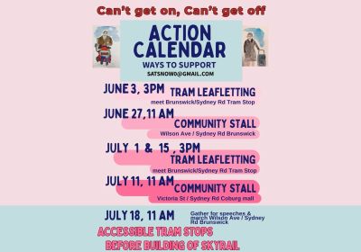Artwork for event Accessible Trams Stops on Sydney Road Anniversary Rally, 11am 18/07/2026 Wilson Ave & Sydney Road Brunswick VIC 3056