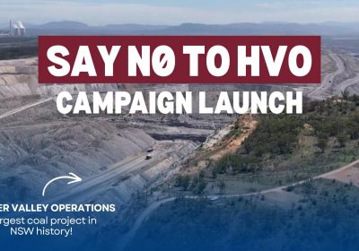 Artwork and main image for event listing 'Say No to HVO Campaign Launch" 6pm-8pm 18/06/2026 The Base, Hamilton 3 Tudor Street Hamilton, NSW 2302