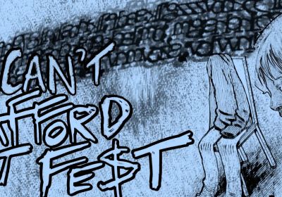 Artwork and main event listing for event "I Can't Afford It Fest" 4:30pm-11pm 20/06/2026 4 Barrack St Nipaluna Lutruwita 7000