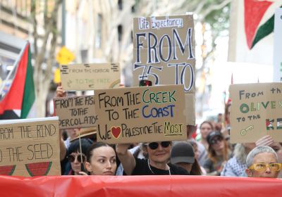 Six words for a free Palestine rally, June 14, Magan-djin/Brisbane