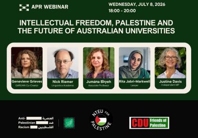 Artwork and image for event "Webinar: Intellectual freedom, Palestine and the future of Australian universities"