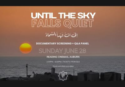 Artwork and image for event "Film screening: Until the Sky Falls Quiet" 2pm-6pm 28/06/2026 Reading Cinemas Auburn, 100 Parramatta Rd, Auburn NSW 2144