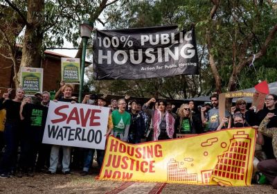 Photo of protestors at a Save Waterloo Public Housing protest