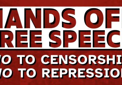 Artwork and image for event "Protest: Hands Off Free Speech" 5pm 30/06/2026 Melbourne Town Hall, 90/130 Swanston St, Melbourne VIC 3000