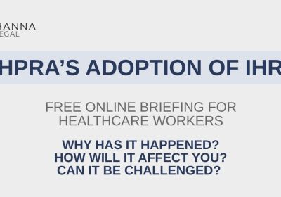 Artwork and image for event "AHPRA's adoption of IHRA – Free online briefing for healthcare workers" 6:30pm-8pm 06/07/2026 online