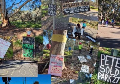 Photo collage of efforts to protect John E Brown Park