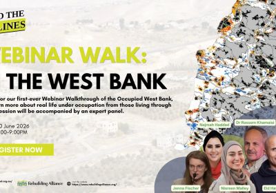 Artwork and image for event "Beyond the Headlines Webinar Walk: In the West Bank" 7pm-9pm AEST online