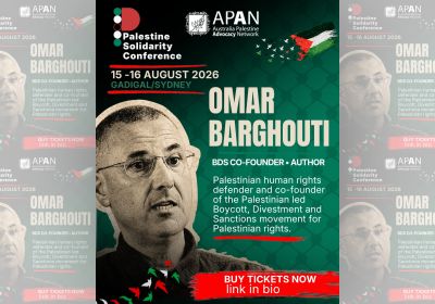 Artwork and image for event "Palestine Solidarity Conference 2026" 8:30am AEST 15/08/2026 to 5pm AEST 16/08/2026 The Holroyd Centre, 11-17 Miller St, Merrylands NSW 2160