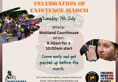 Artwork and image for event "Celebrate Existence March 2026" 9:30am 07/07/2026 Maitland Court House, High Street, 1 Sempill St, Maitland NSW 2320