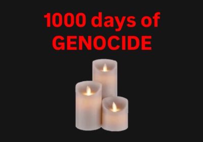 Artwork and image for event "Candlelight vigil: 1000 days of genocide" 5pm-6pm 08/07/20206 Parliament House, North Terrace, Tarntanya SA 5000