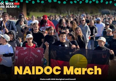 Artwork and image for event "NAIDOC March – Tamworth NAIDOC Week" 9:15am-10:30am Viaduct Park Skate Park 186 Peel St, North Tamworth NSW 2340