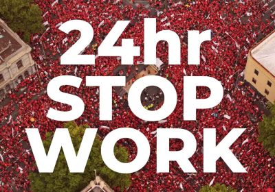 Artwork and image for event "Victorian public school staff 24-hour stopwork march to parliament" 10:30am 23/07/2027 Meet at Bourke Street Mal and march to Parliament of Victoria for rally