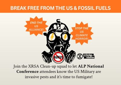 Artwork and image for event "Break Free From The US & Fossil Fuels" 8:15am-9:30am 24/07/2026 Adelaide Convention Centre, North Terrace, Tarntanya SA 5000