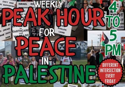 Artwork for weekly events "Weekly Peak Hour for Peace in Palestine"