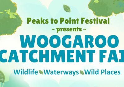 Artwork and image for event "Woogaroo Catchment Fair" 9am-1pm 02/08/2026 Opossum Creek Parklands, Scorparia Drive, Brookwater Qld 4300