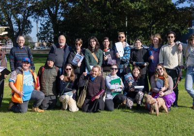 Group photo of Rising Tide doorknocking volunteers