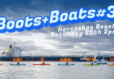 Artwork and image for event "Boots & Boats Against HVO #3" 2pm 25/07/2026 Horseshoe Beach, Horseshoe Bend Rd, Newcastle NSW 2300