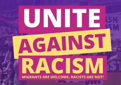 Artwork and image for event "Community Rally: Unite Against Racism – Migrants are welcome, racists are not!" 12pm 16/08/2026 Dandenong Market, Clow Street &, Cleeland St, Dandenong VIC 3175