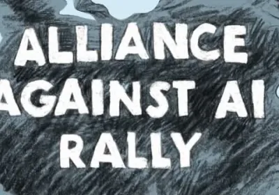 Artwork and image for event "Alliance Against AI Rally: Say no to AI data centres in Western Sydney" 1pm-3pm Parramatta Square Darcy St & Macquarie St Parramatta NSW 2150