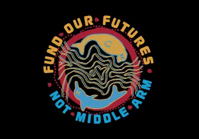 Artwork and image for event "Report Launch: Fund Our Futures, Not Middle Arm" 6pm-7pm 01/09/2026 Darwin Community Arts Centre, 1 Travers St, Coconut Grove NT 0810