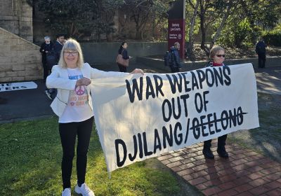 peace activists outside geelong magistrates court