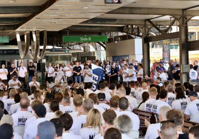 maritime union of australia members hold a mass meeting at circular quay
