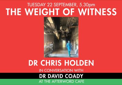 Artwork and image for event "Book Launch: The Weight of Witness – Nipaluna" 5:30pm-6:30pm Fullers Bookshop, 131 Collins St, Nipaluna Lutruwita 7000